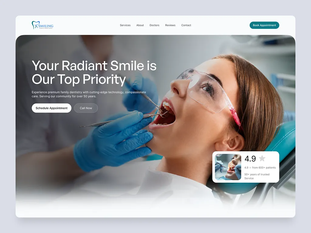 Healthcare appointment website design