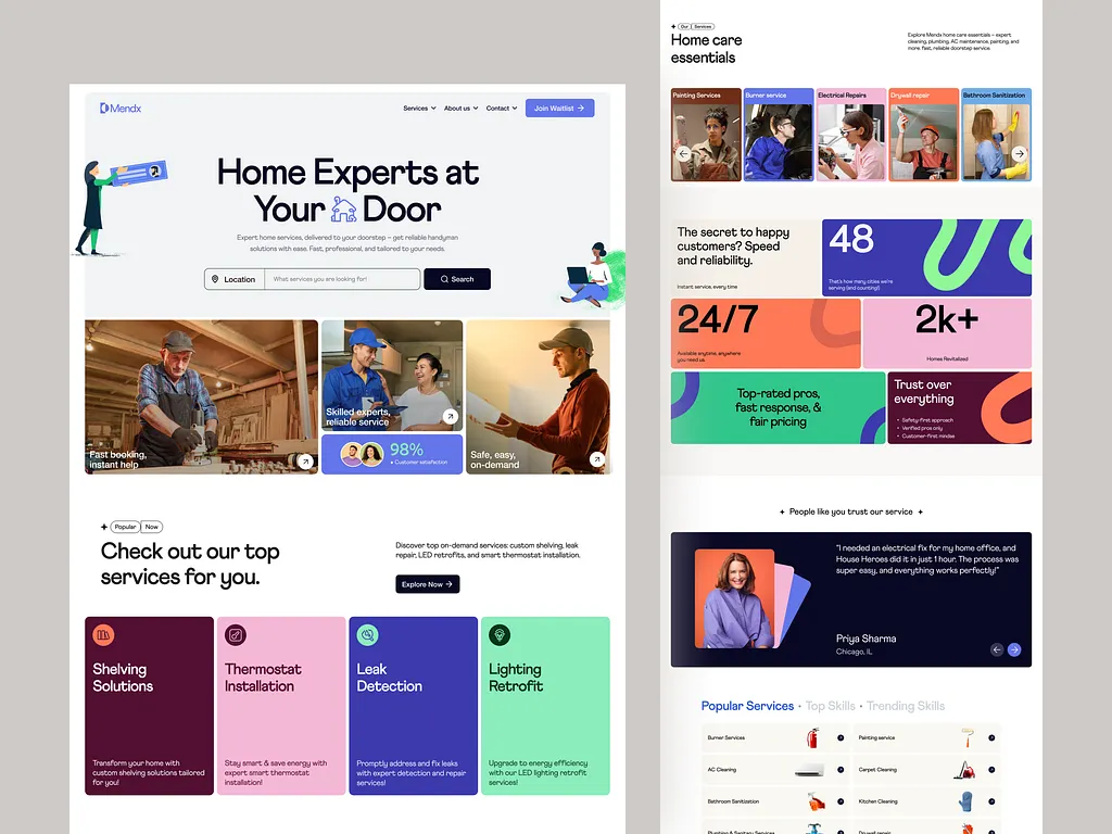 Professional home services website design