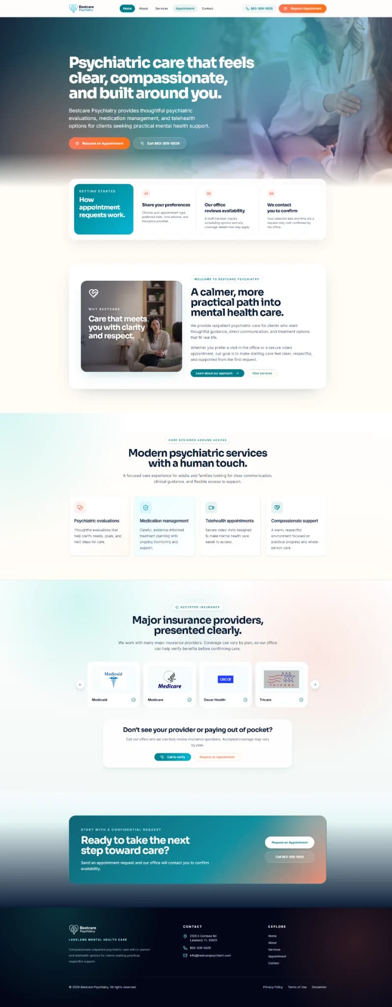 Bestcare Psychiatry website interface