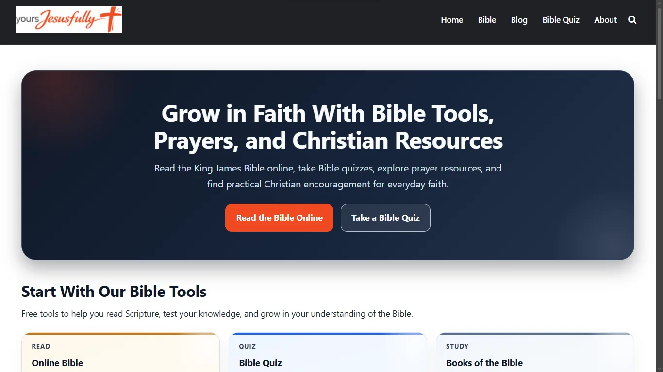Yours Jesusfully Christian resource platform homepage
