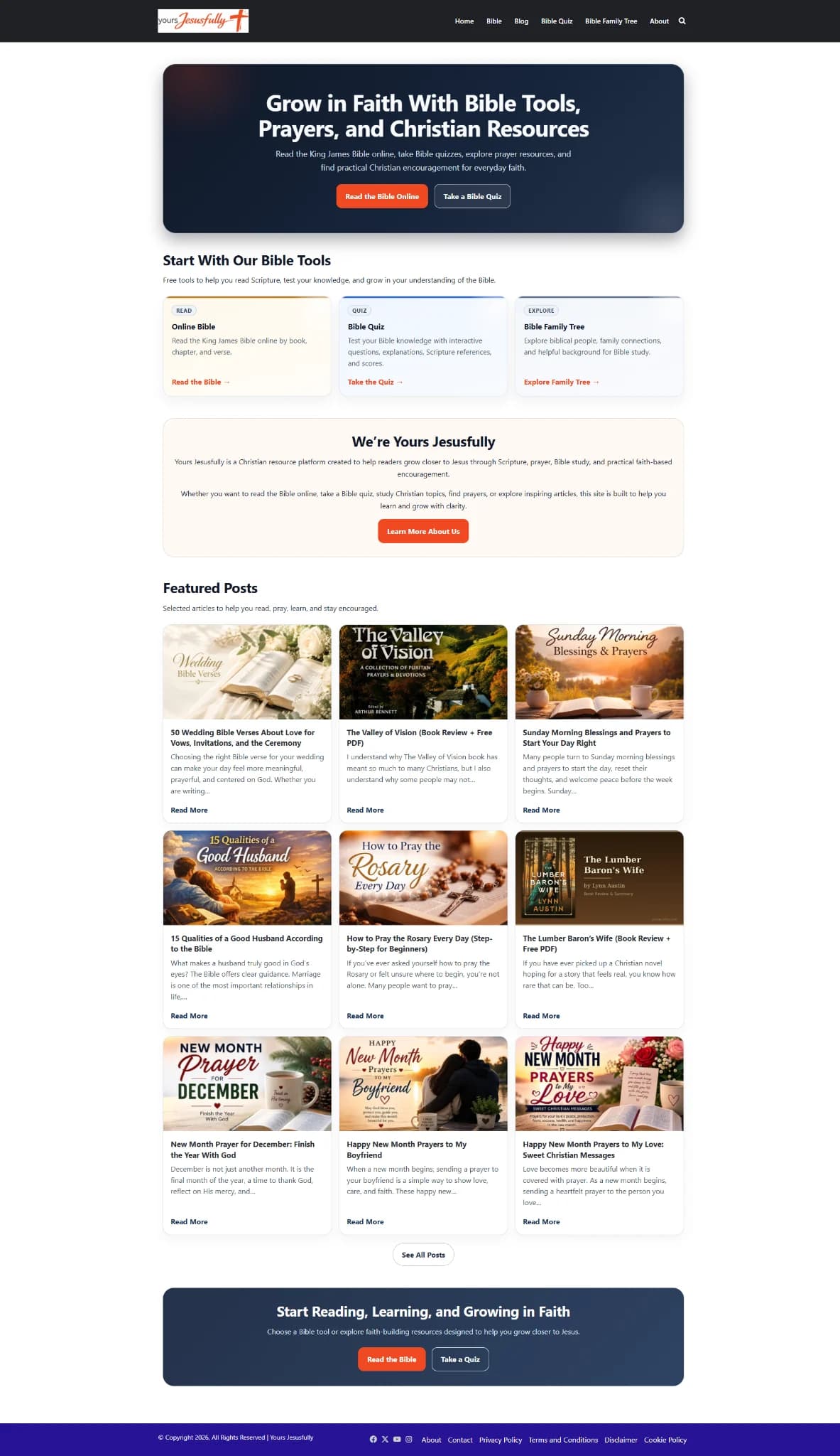 Yours Jesusfully website interface